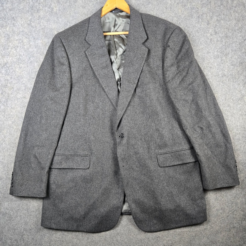 Lord & Taylor Blazer Mens 48 Long Gray 100% Cashmere Sport Coat Grant Thomas